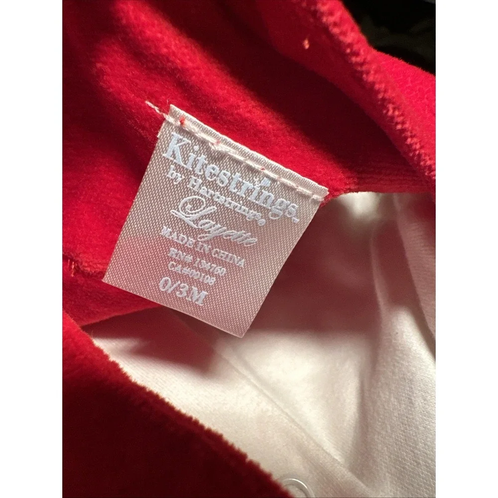 Kitestrings By Hartstrings Baby Boys 2-Pc Jon Jon Xmas Romper Red Velvet 0-3 Mos